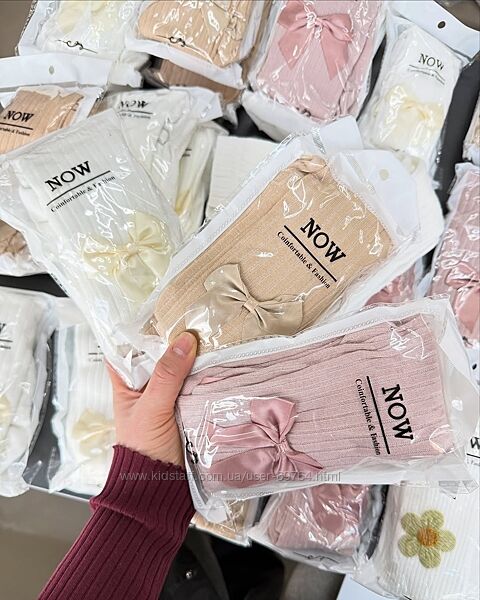 Трикотажные колготки с бантиками для девочки р.1-8 лет