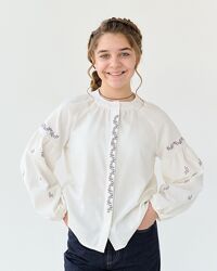 Сучасна льняна вишиванка для дівчинки, р.116-164