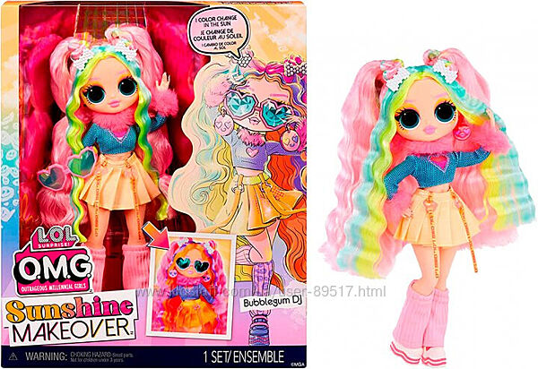 LOL Surprise OMG Sunshine Makeover BUBBLEGUM DJ ЛОЛ ОМГ DJ Баблгам 589426