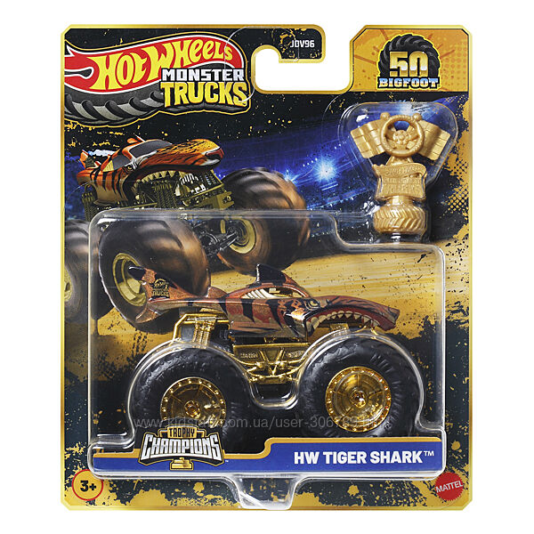 Hot Wheels Monster Trucks тигровая акула tiger shark Внедорожник джип 164 