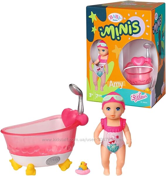 Baby Born Minis ванночка и мини куколка Эми Zapf Creation