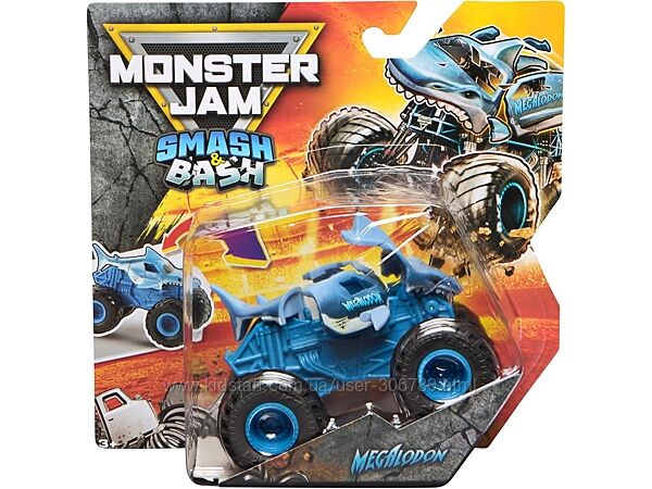 Monster Jam Truck Мегалодон акула Megalodon Smash & Bash 164 Внедорожник д