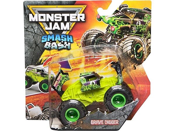 Monster Jam Truck Grave Digger Smash & Bash 164 Внедорожник джип Spin Mast