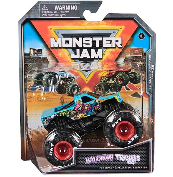 Monster Jam Truck Badnews Travels fast Diecast 164 Scale Vehicles Series 3