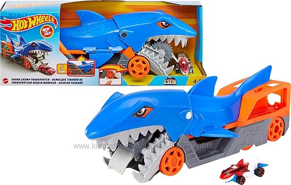 Hot Wheels Автовоз транспортер Акула Shark Chomp Transporter GVG36 Хот Вилс