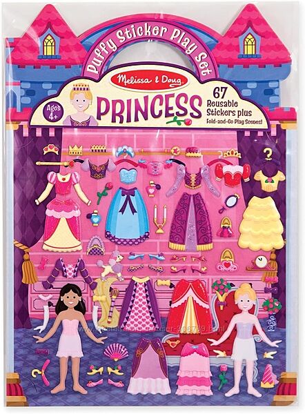 Melissa & Doug Puffy Sticker Princess Reusable Stickers Багаторазові об´ємн