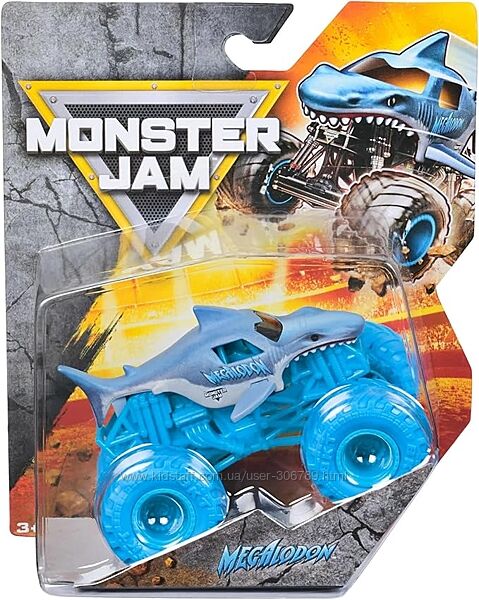 Monster Jam Мегалодон акула Megalodon blue машинка внедорожник джип 164 Mo