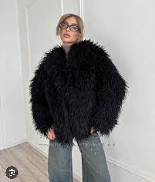 Стильная короткая шубка  под ламу h&m