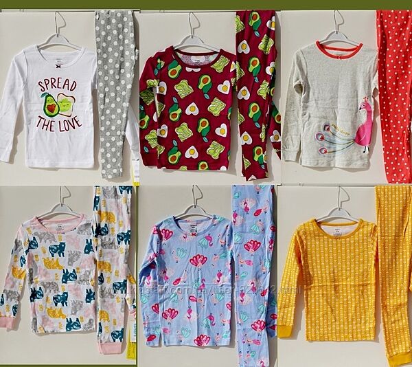 Піжама Carter&acutes пижама Картерс для дівчинки 6,7,8,10 р Авокадо реглан