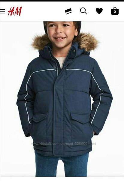 Фирменная теплая зимняя куртка парка H&M на мальчика 4-5 лет 