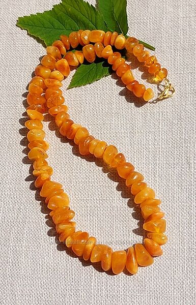 Елегантне матове медове бурштинове кольє, ожерелье из медового янтаря