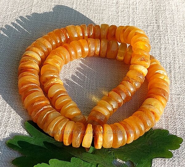Шикарне янтарне намисто медові шайби, янтарное ожерелье медовые шайбы