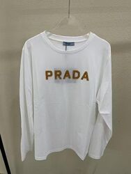Лонгслив Prada хлопок с вышивкой из бисера, новый