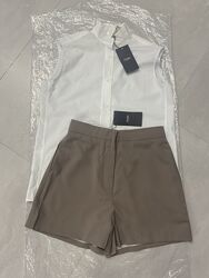 Шорты Fendi классические в бежевом цвете и вышивкой на поясе