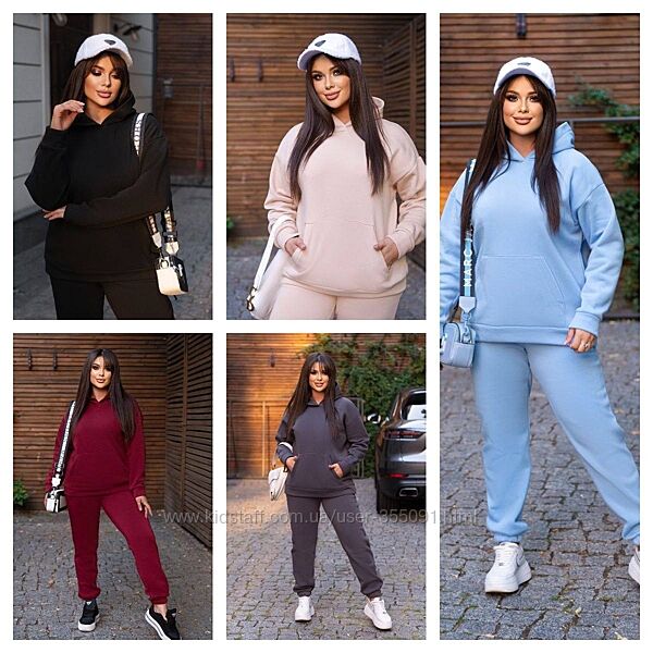 Повсякденний однотонний спортивний костюм на флісі