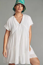 Белое свободное хлопковое платье Anthropologie