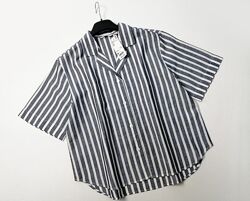 Свободная легкая рубашка UNIQLO из льняной смеси в полоску