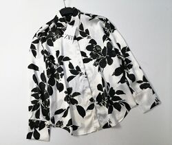 Рубашка атласная с длинным рукавом и принтом zara