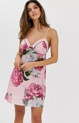 Новая ночная Атласная сорочка с нежно-розовым цветочным принтом Ted Baker