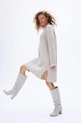 Теплое зимнее свободное платье-свитер H&M