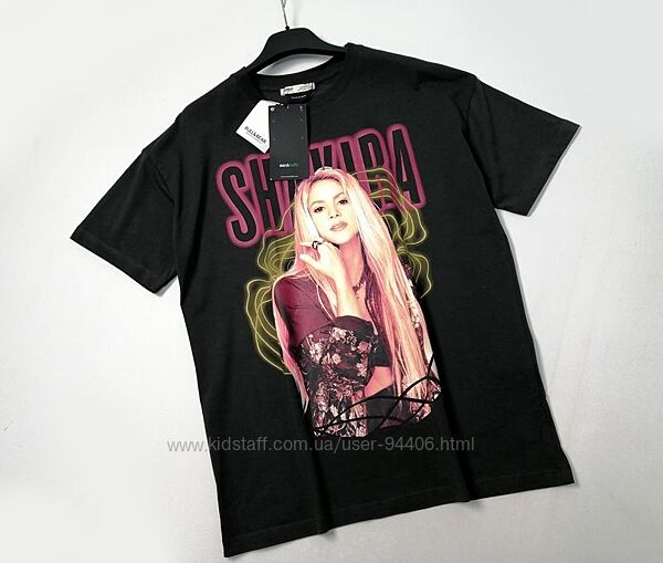 Новая черная свободная футболка в принт pull&bear