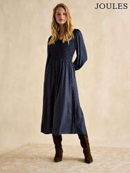 Новое вискозное темно-синее платье с длинным рукавом Joules