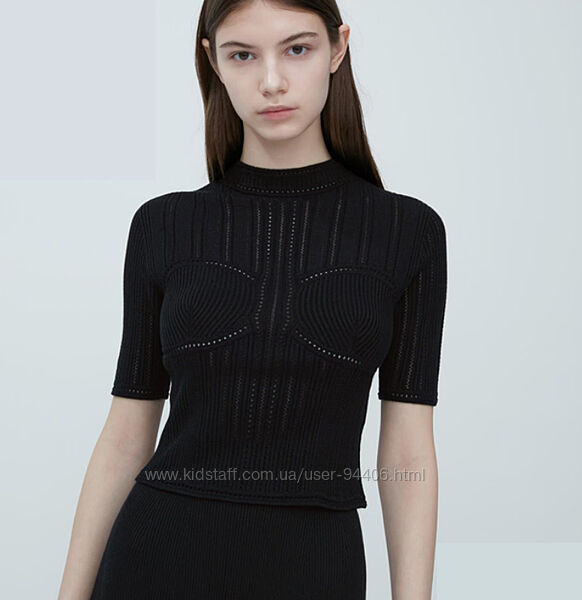 Топ Uniqlo сетчатая футболка черного цвета