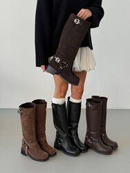 Натуральні чоботи Чопери шкіра замша Зима і Демі