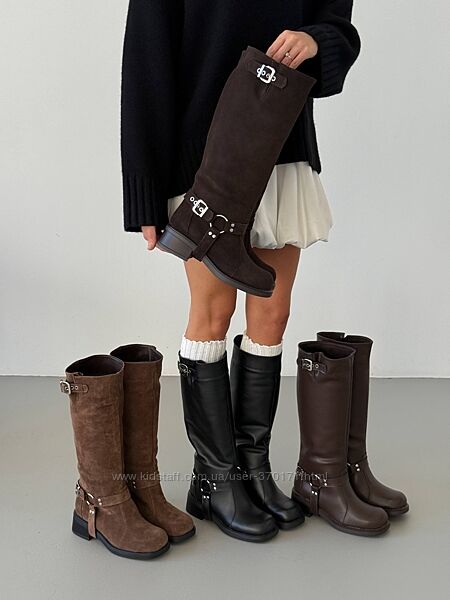 Натуральні чоботи Чопери шкіра замша Зима і Демі