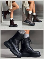 Натуральні демісезонні черевики на масивній підошві