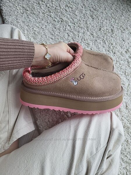 Міні Угги із сердечком, Ugg mini, Ugg Tasman Platform Love Beige