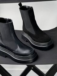 Зимові черевики типу Челсі, замша, шкіра 