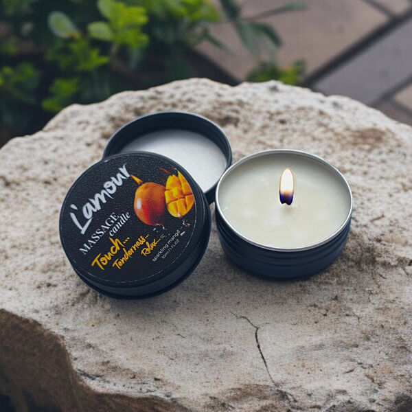 Масажна свічка Lamour олія для тіла аромат манго для інтимного масажу