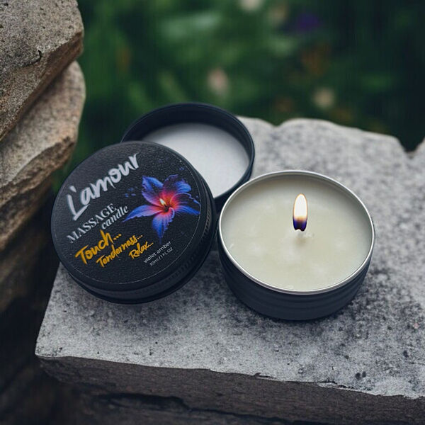 Масажна свічка L´amour з ароматом фіалки та ванілі для масажу 30 мл