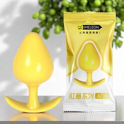 Анальна пробка стимулятор Meleon жовта для задоволення з обмежувачем 3.2 см