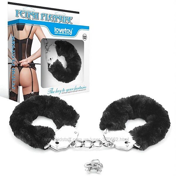 Наручники з хутром чорні для БДСМ та рольових ігор для фіксації рук Fluffy 