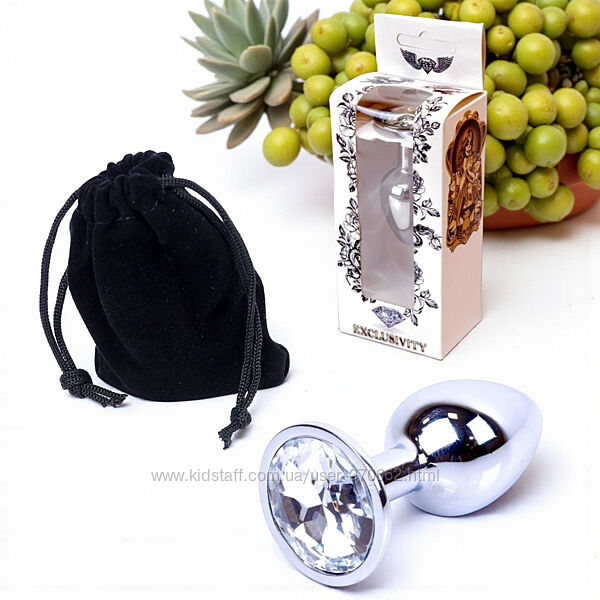 Анальна пробка металева із прозорим кристалом S Jewellery Silver Plug Clear