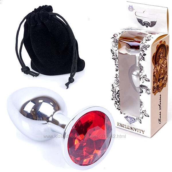 Анальна пробка із червоним кристалом S Jewellery silver plug red від Boss