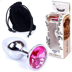 Анальна пробка із рожевим кристалом S Jewellery silver plug pink від Boss