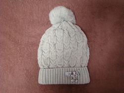 Шикарная зимняя шапка jamiks р 54 с натуральным помпоном и камнями сваровск