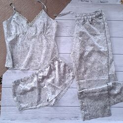 Піжама атласна. Трійка. L