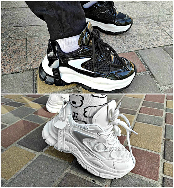 Кросівки на платформі р-р 33-38  білі, чорні