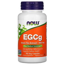 NOW Foods, ЕГКГ, EGCg екстракт зеленого чаю, зеленый чай 400 мг, 90 вег кап