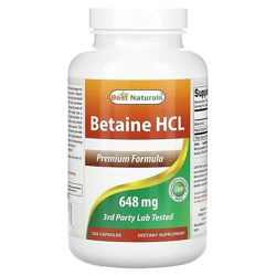 Best Naturals, бетаин гидрохлорид , 648 мг, 250 капсул