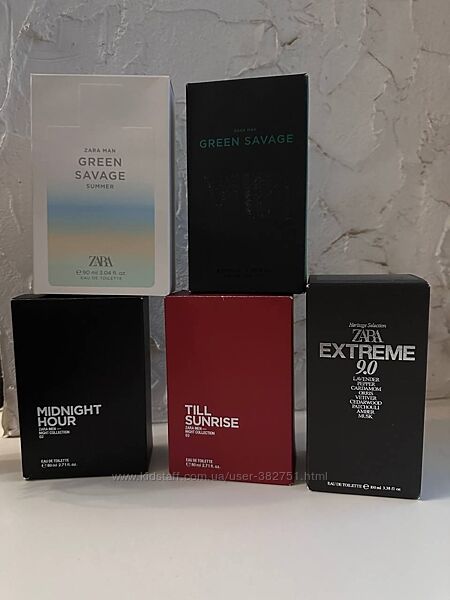 Оригінал парфум Zara для чоловіків Till Sunrise, GREEN SAVAGE, EXTREME 9.0 