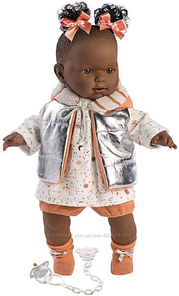 Кукла Llorens 42642 плачущая Николь 42 см с оранжевыми бантиками