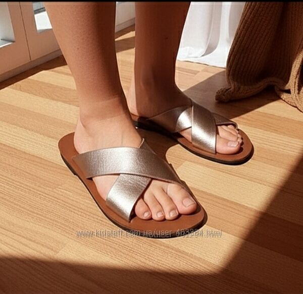 Жіночі шльопанці ручної роботи, нові, вінтажні, шкіряні сланці, Греція, р.3