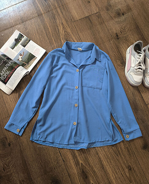 Блакитна сорочка дівчинці р 152