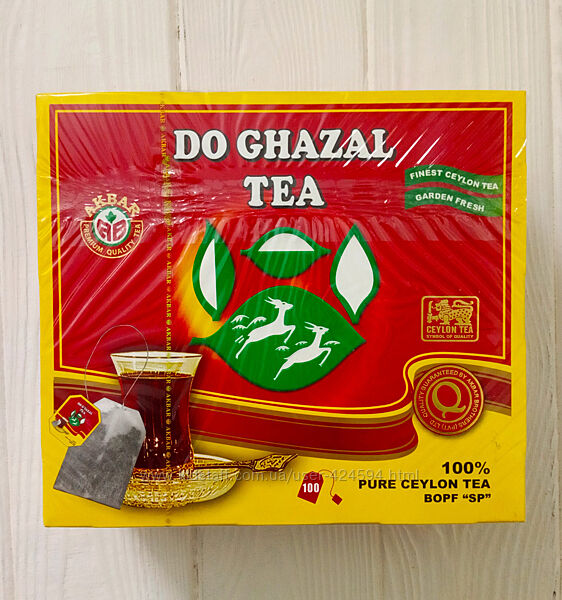 Цейлонский чай Do Ghazal tea в пакетиках 100шт 200г Шри-Ланка две газели 