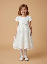 Білосніжна біла святкова мережевна сукня на 4-5-6 років